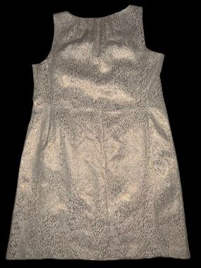 ECI Beige Gold Textured Sleeveless Shift Mini Dress Size 12